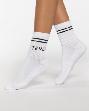 White Women Teveo Crew (2pcs) Socks | BBE-6533