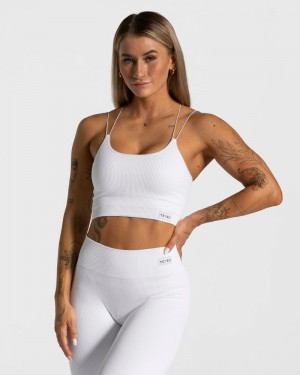 White Women Teveo Elegant Strap Tops | OCJ-6212