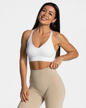 White Women Teveo Everyday Support Sports Bra | XGO-3374