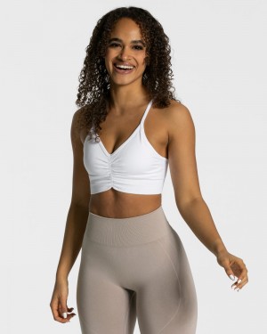 White Women Teveo Focus Sports Bra | WOM-9984