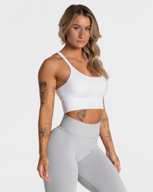 White Women Teveo Statement Sports Bra | NSS-6824