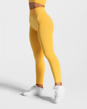 Yellow Women Teveo Statement Scrunch Leggings | WBF-8716