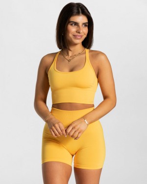 Yellow Women Teveo Statement Sports Bra | EES-3404