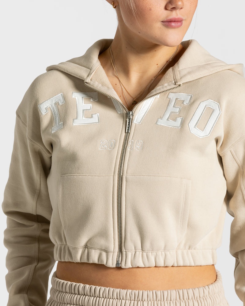 Beige Women Teveo College Zip Hoodie | HHH-3557