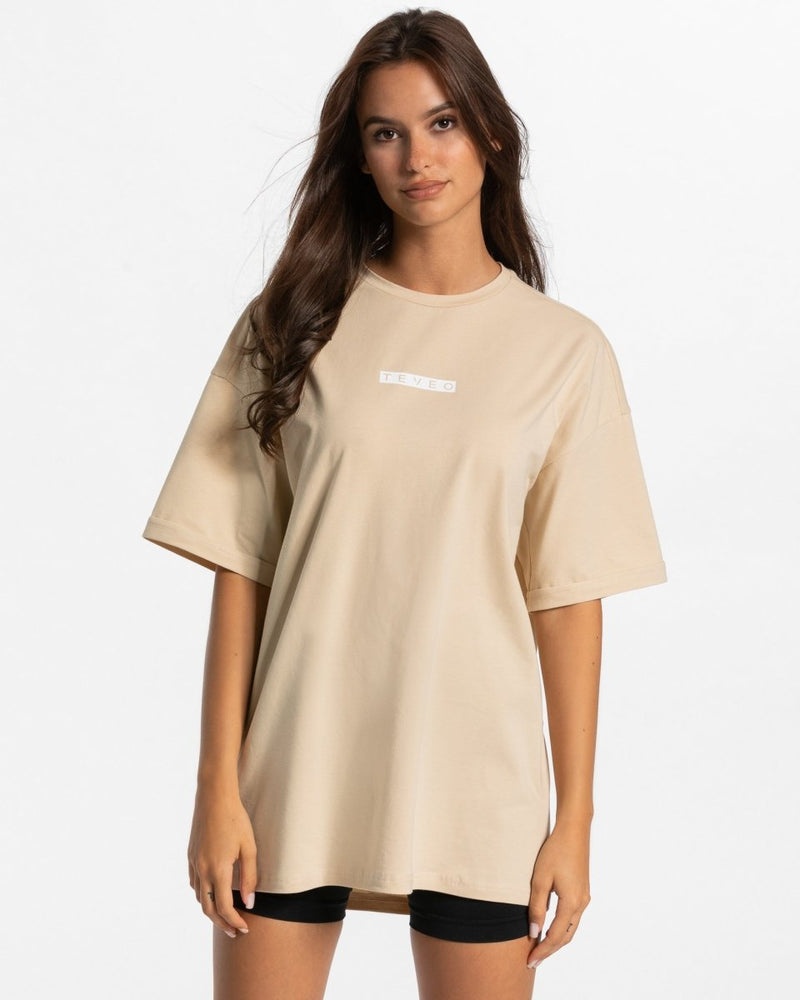 Beige Women Teveo Iconic Oversized T Shirts | RTG-3863