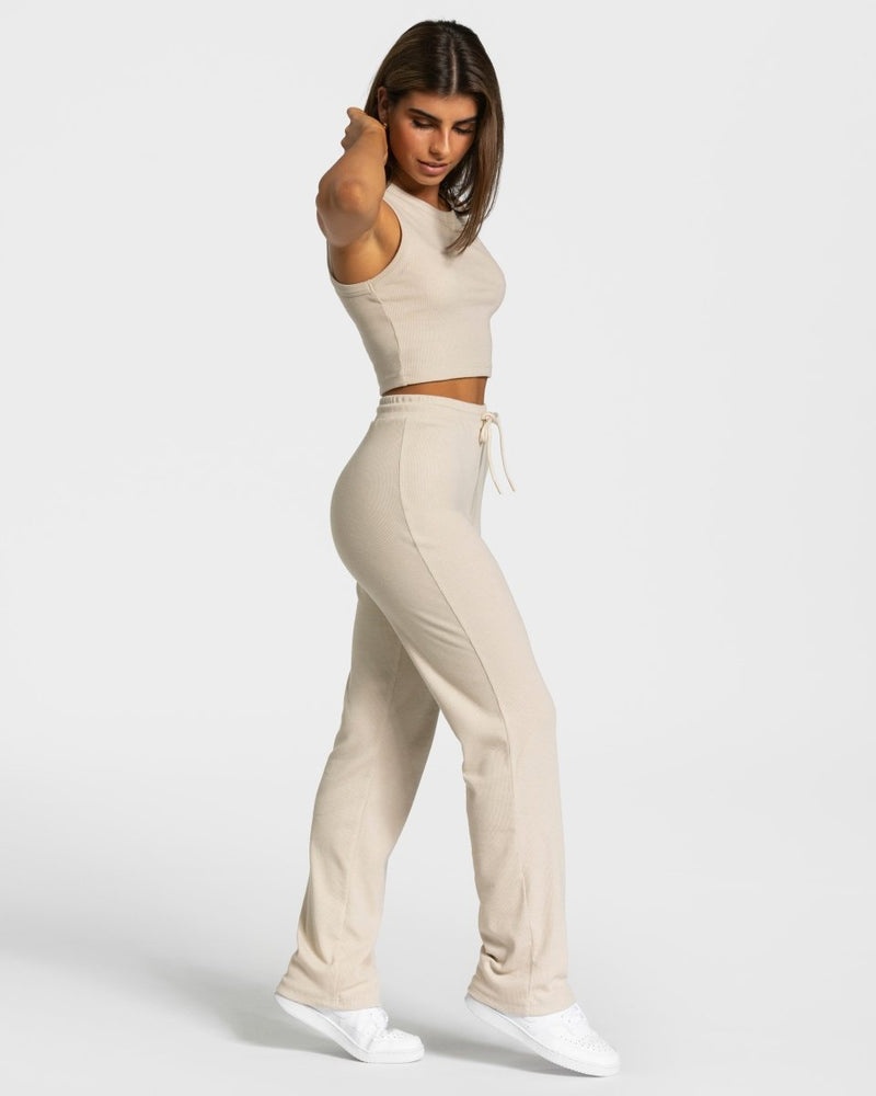 Beige Women Teveo Lounge Crop Tops | FAN-6326