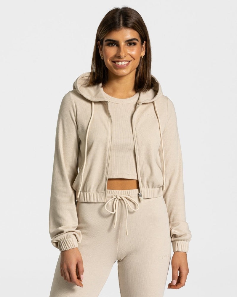 Beige Women Teveo Lounge Zip Hoodie | XJN-0086