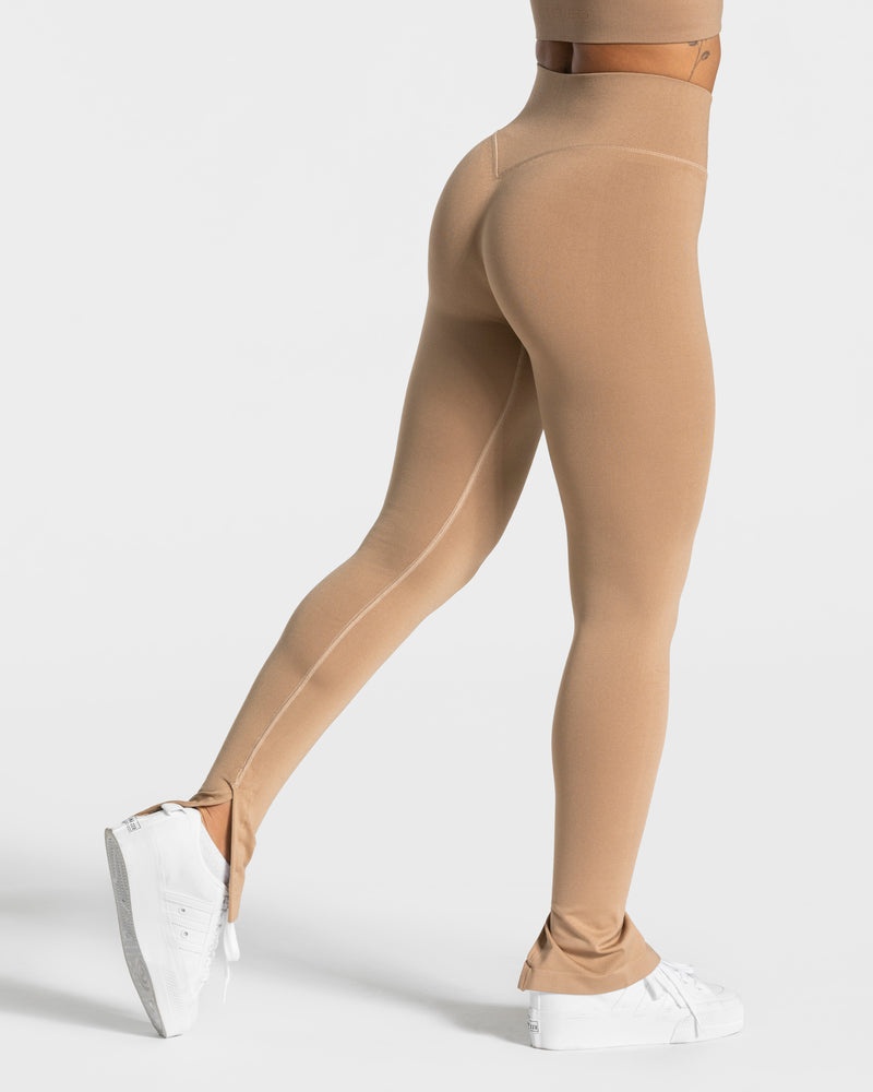 Beige Women Teveo Sassy Slit Leggings | VRY-2946