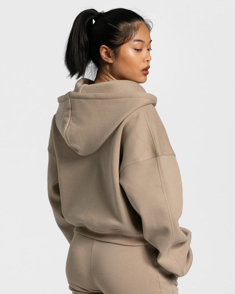 Beige Women Teveo Sassy Zip Hoodie | JAD-1645