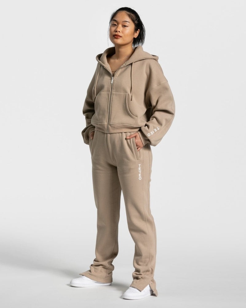 Beige Women Teveo Sassy Zip Hoodie | JAD-1645