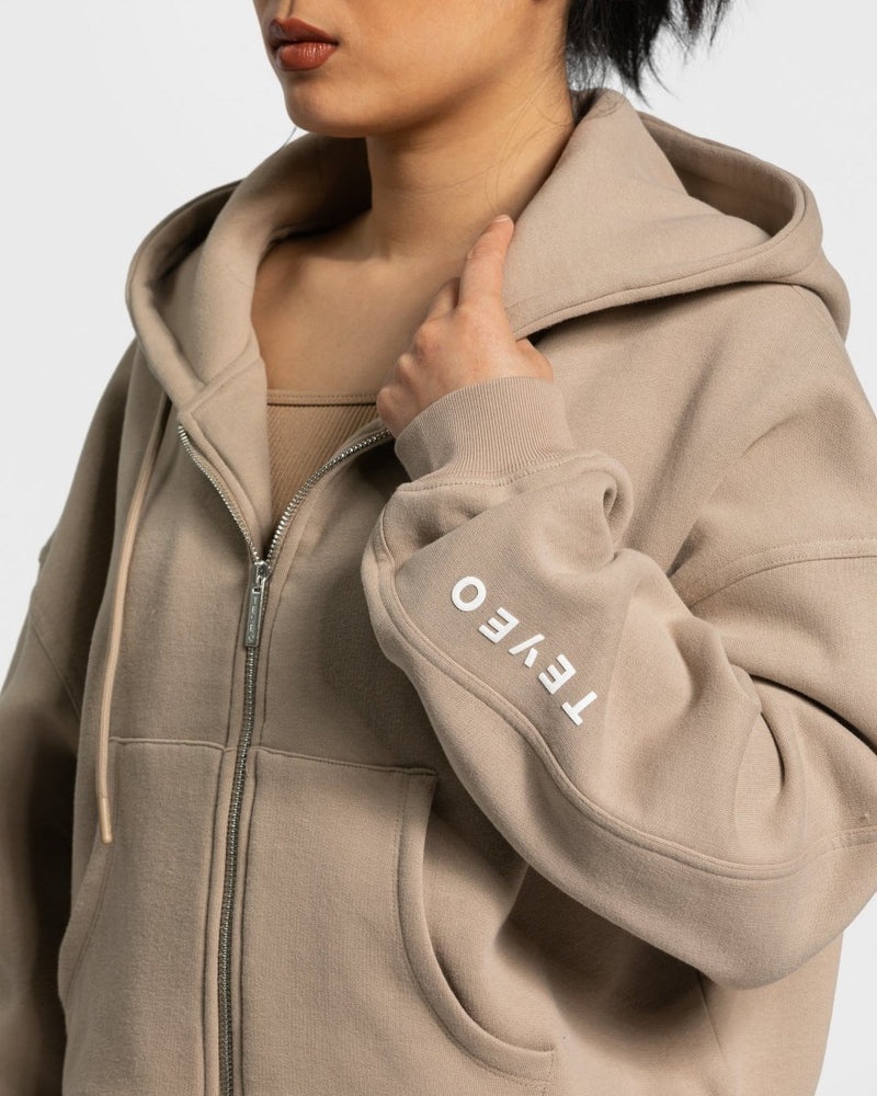 Beige Women Teveo Sassy Zip Hoodie | JAD-1645