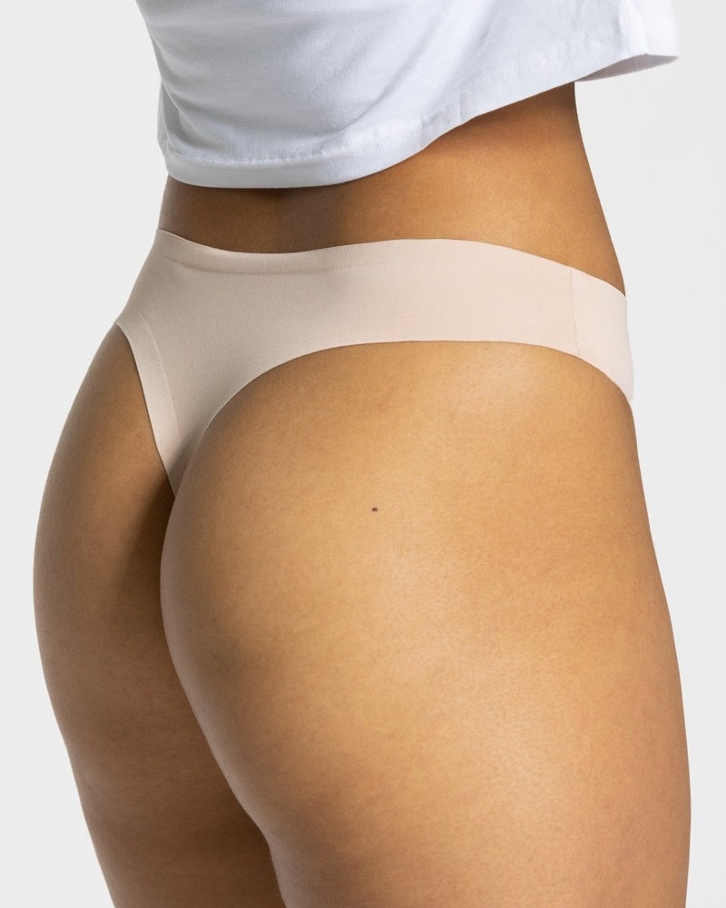 Beige Women Teveo Seamless Thong (2s) Underwear | QYF-1714