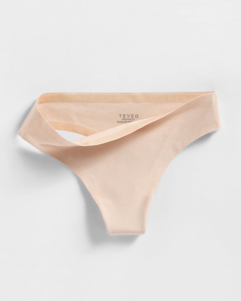 Beige Women Teveo Seamless Thong (2s) Underwear | QYF-1714