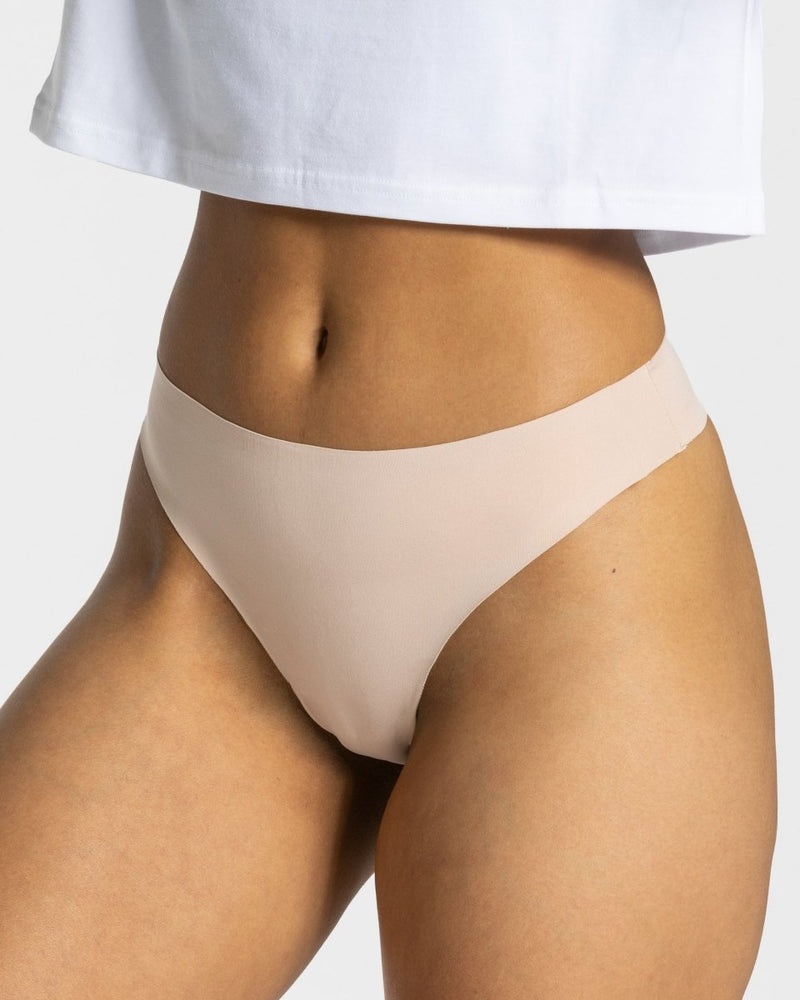 Beige Women Teveo Seamless Thong (2s) Underwear | QYF-1714