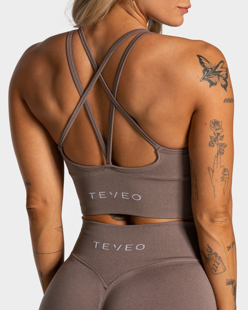 Beige Women Teveo Statement Sports Bra | DMP-7086