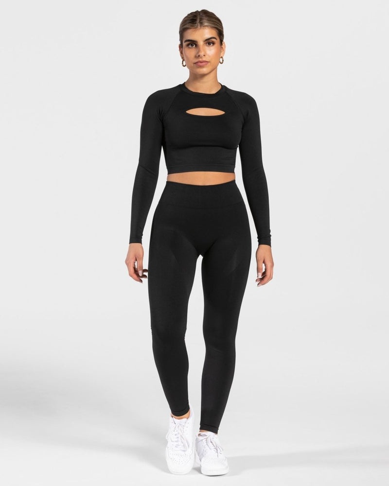 Black Women Teveo Charming Scrunch Leggings | WQA-6387