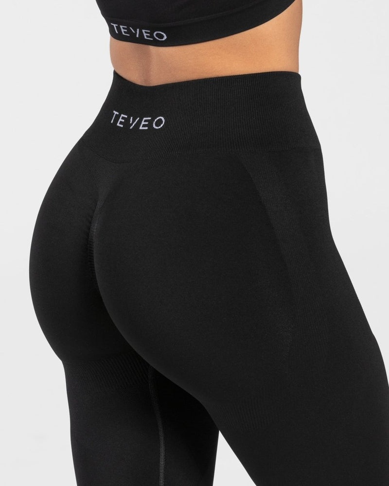 Black Women Teveo Charming Scrunch Leggings | WQA-6387