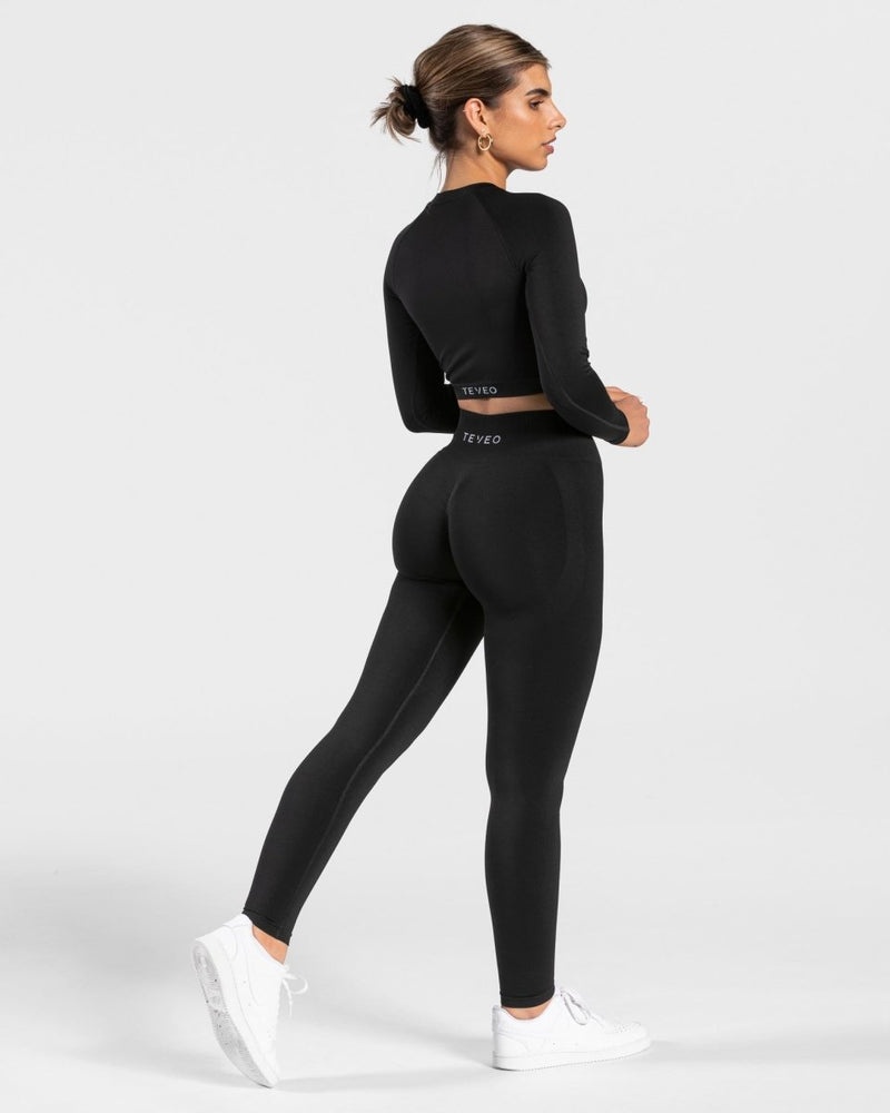 Black Women Teveo Charming Scrunch Leggings | WQA-6387