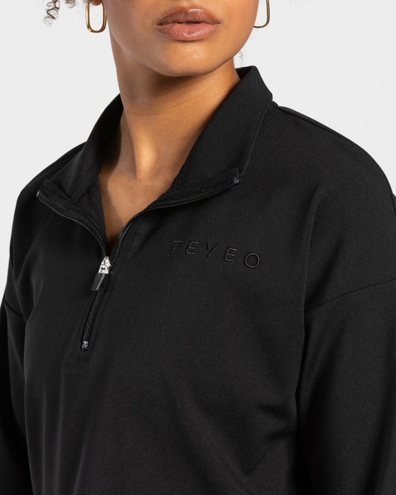 Black Women Teveo Charming Zip Sweater | ORJ-0646