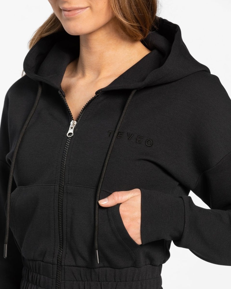 Black Women Teveo Classic Zip Hoodie | LPC-8353