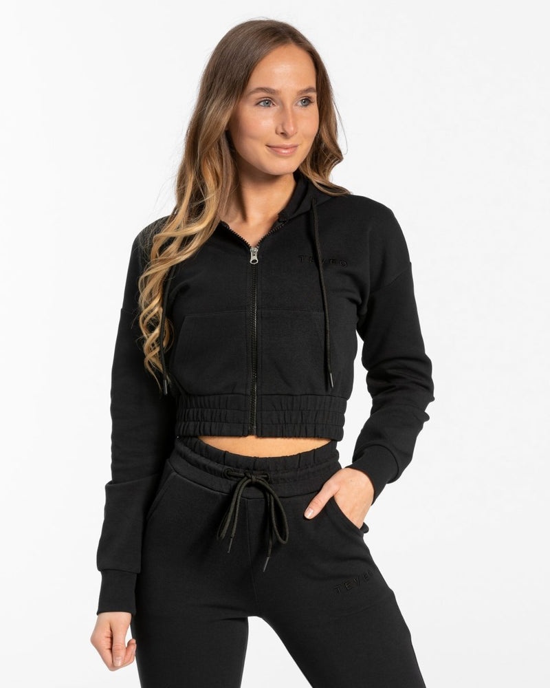 Black Women Teveo Classic Zip Hoodie | LPC-8353