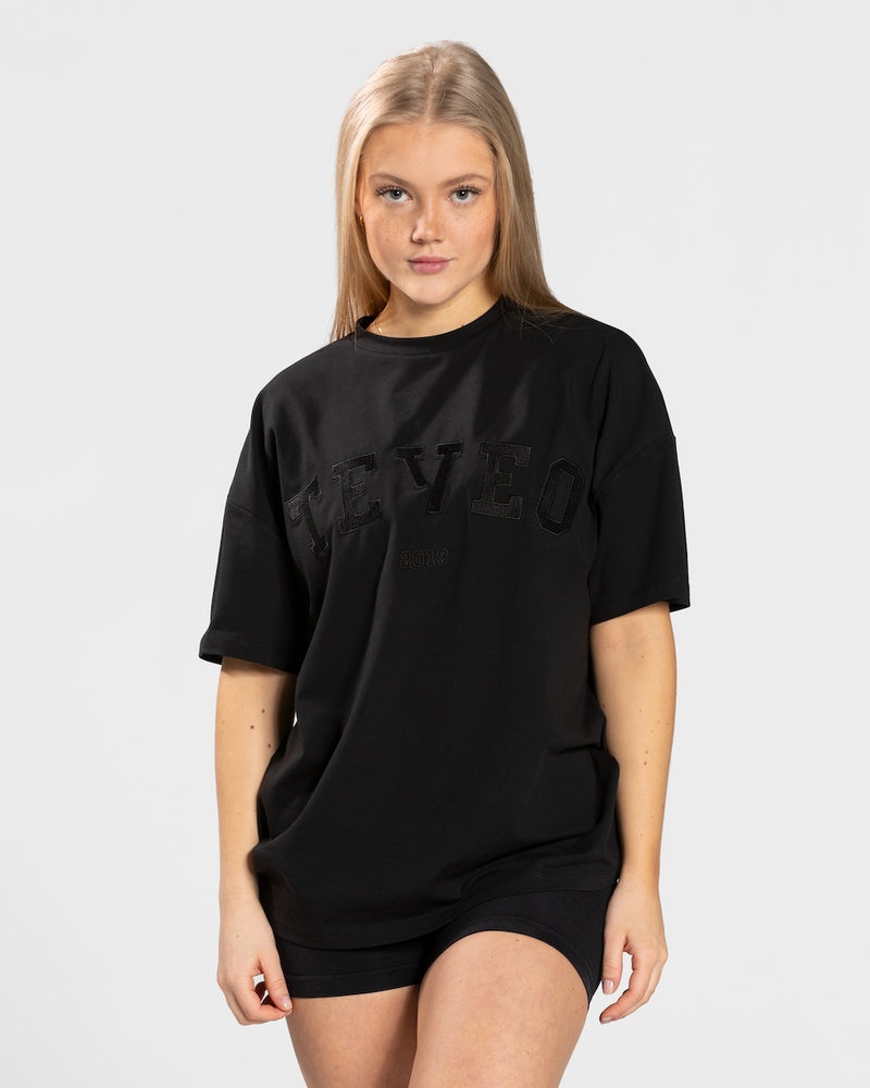 Black Women Teveo College Oversized T Shirts | RFR-7905