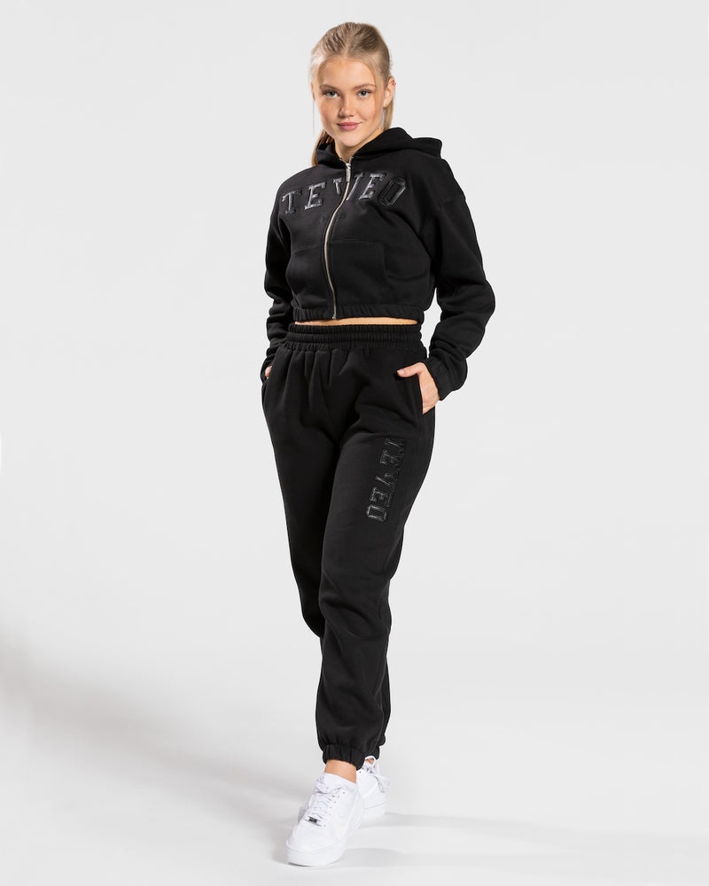 Black Women Teveo College Zip Hoodie | EBD-7332