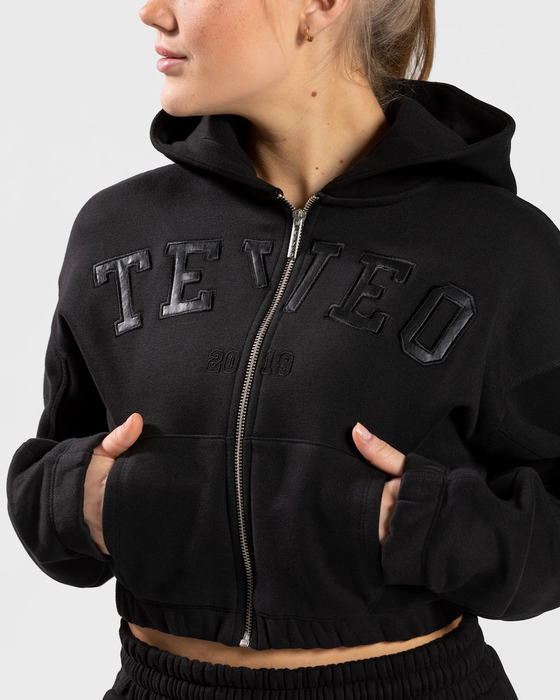 Black Women Teveo College Zip Hoodie | EBD-7332