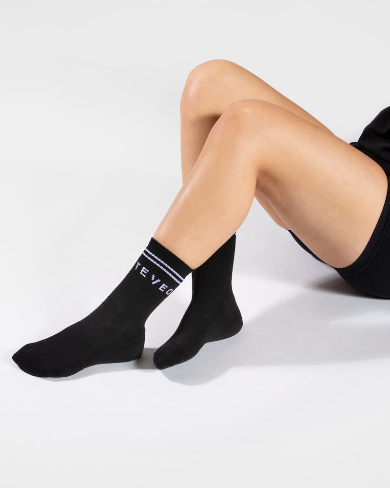 Black Women Teveo Crew (2pcs) Socks | IRM-4406