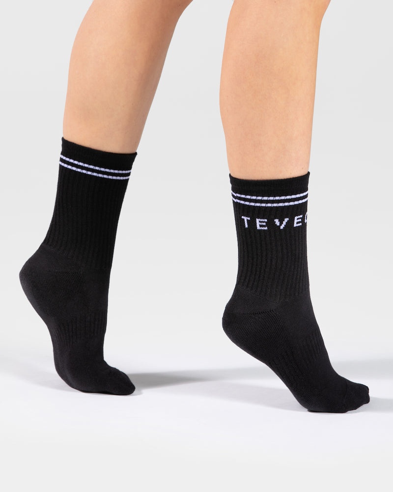 Black Women Teveo Crew (2pcs) Socks | IRM-4406