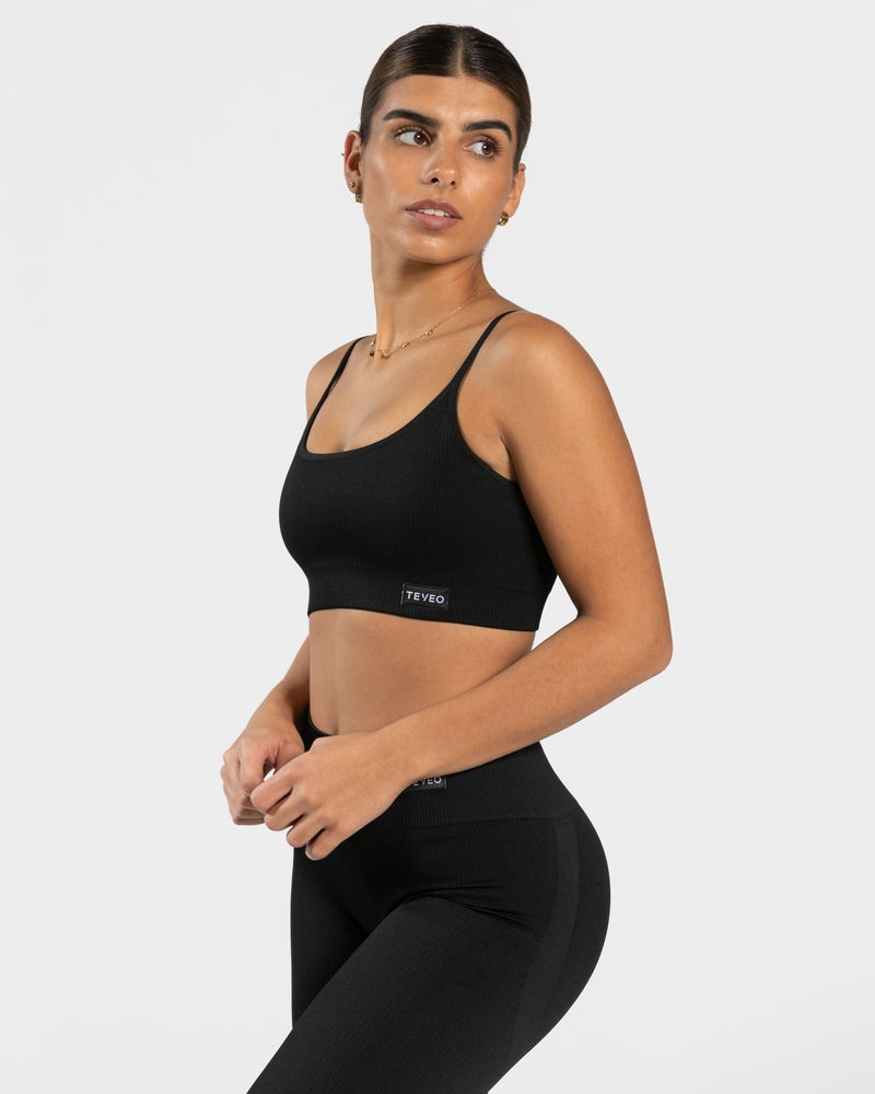 Black Women Teveo Elegant Sports Bra | XPF-1663