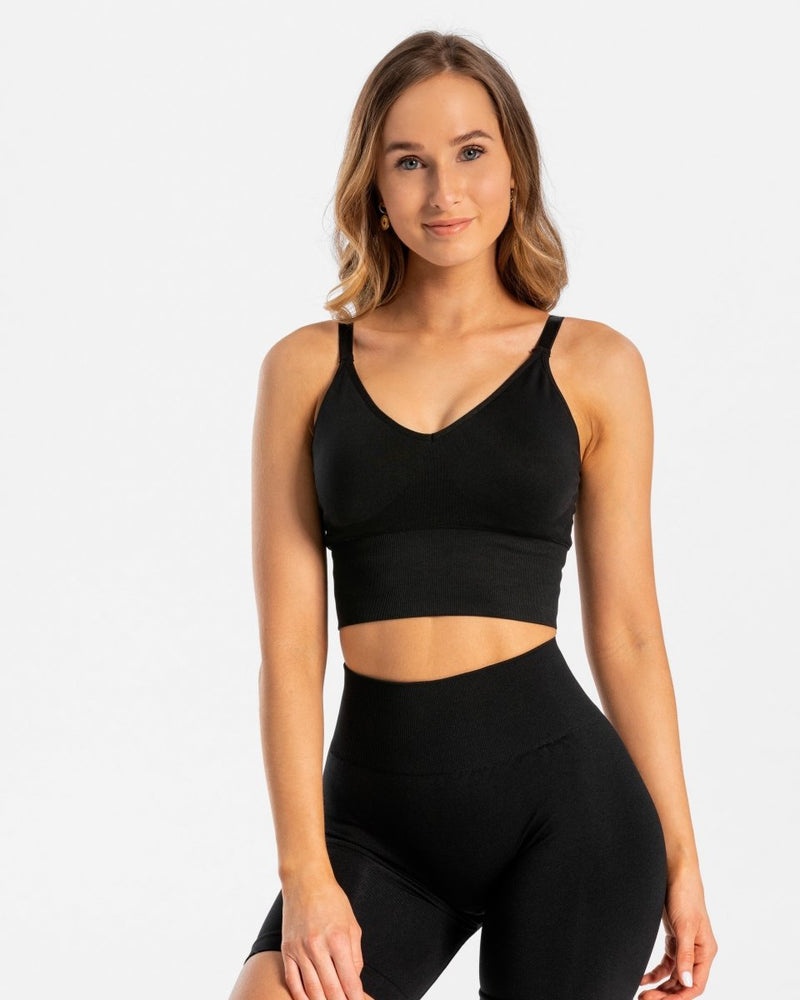 Black Women Teveo Essential V-top Tops | PCZ-7649