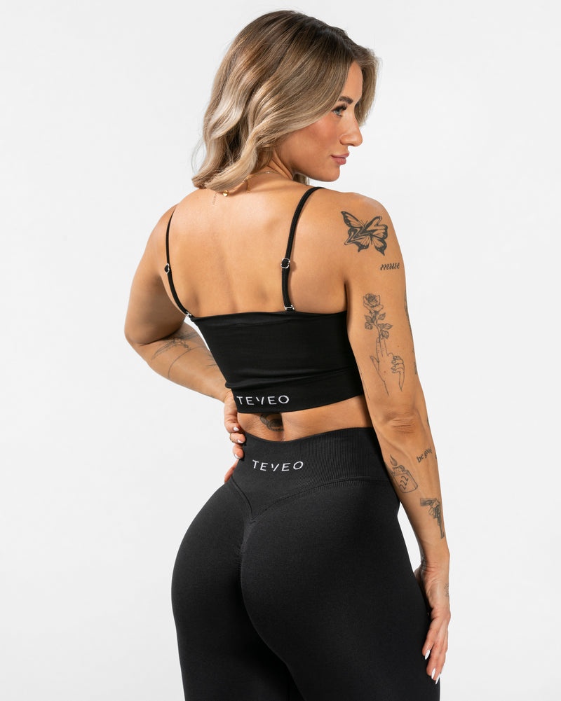 Black Women Teveo Everyday Bandeau Sports Bra | JAB-1679