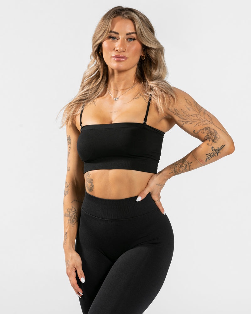 Black Women Teveo Everyday Bandeau Sports Bra | JAB-1679