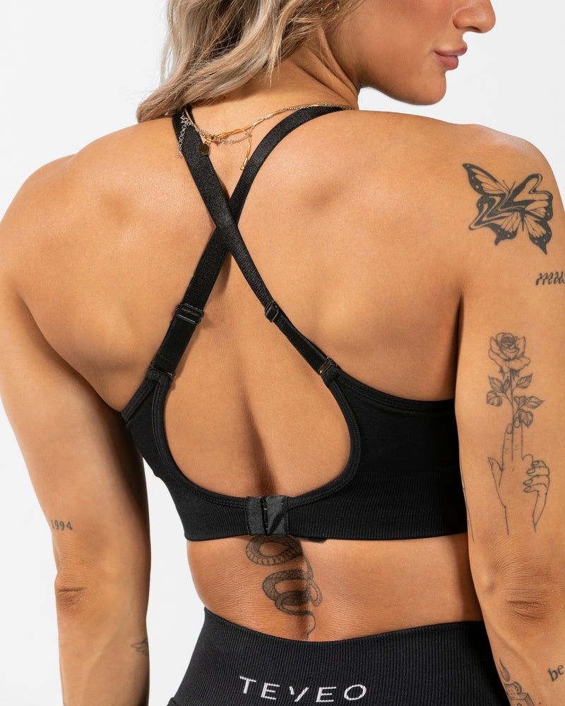 Black Women Teveo Everyday Support Sports Bra | XTL-3020