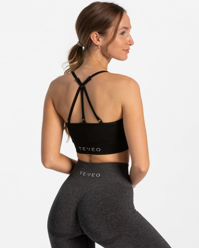 Black Women Teveo Intense Sports Bra | XVY-8275