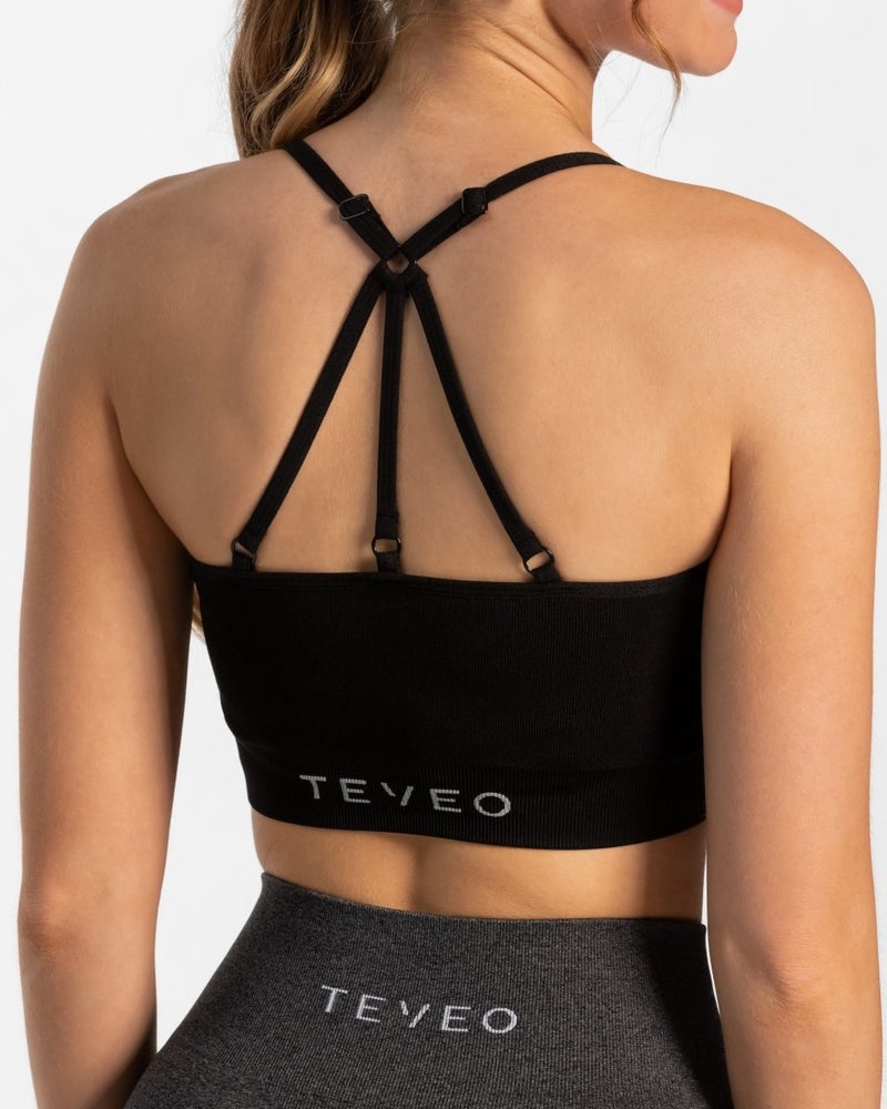 Black Women Teveo Intense Sports Bra | XVY-8275