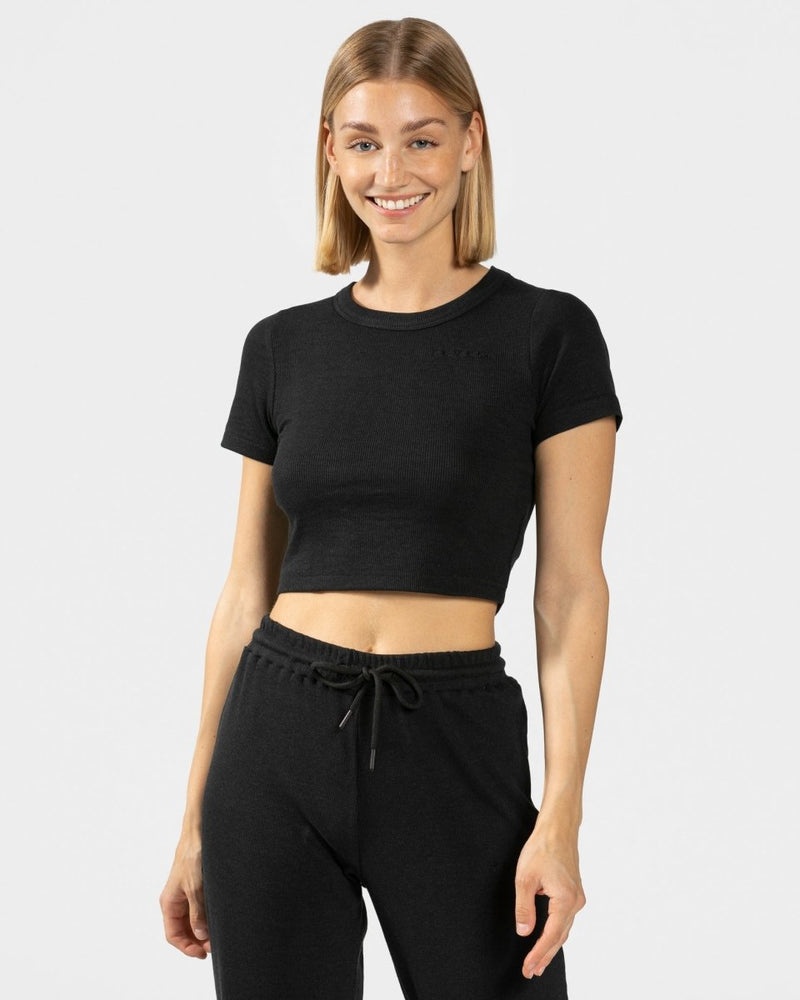 Black Women Teveo Lounge T Shirts | FWP-7390