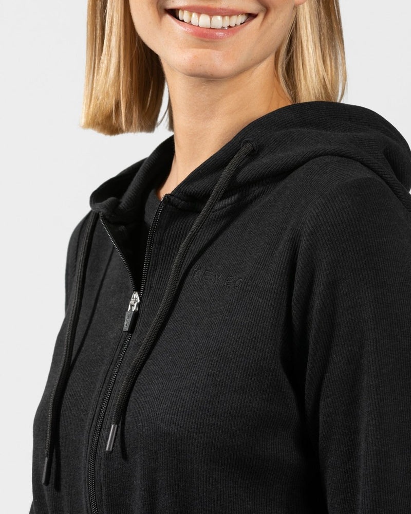 Black Women Teveo Lounge Zip Hoodie | XLR-6957