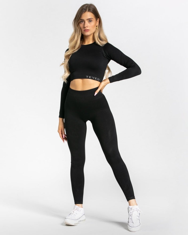 Black Women Teveo Power Long Sleeve Tops | HWB-1378