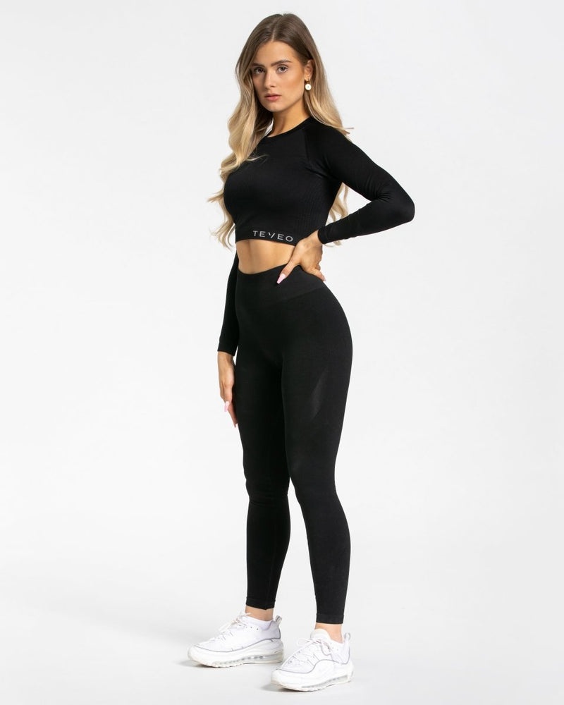 Black Women Teveo Power Long Sleeve Tops | HWB-1378