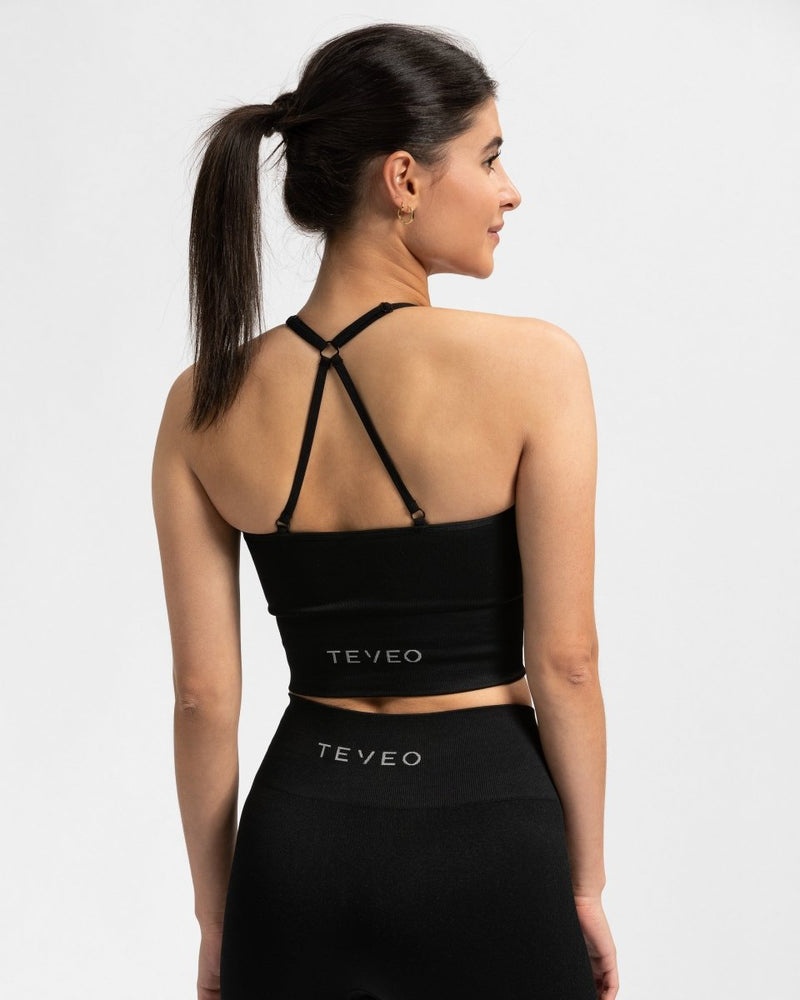 Black Women Teveo Power Sports Bra | QTB-9975