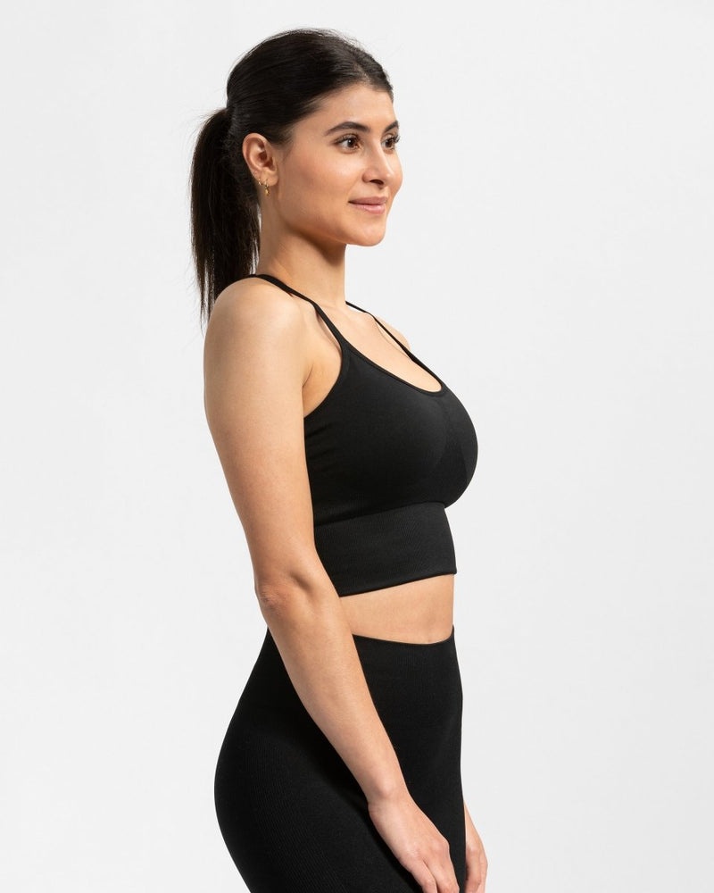 Black Women Teveo Power Sports Bra | QTB-9975