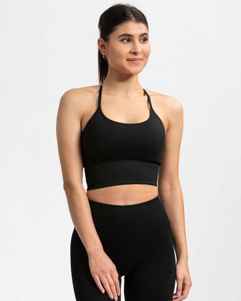 Black Women Teveo Power Sports Bra | QTB-9975