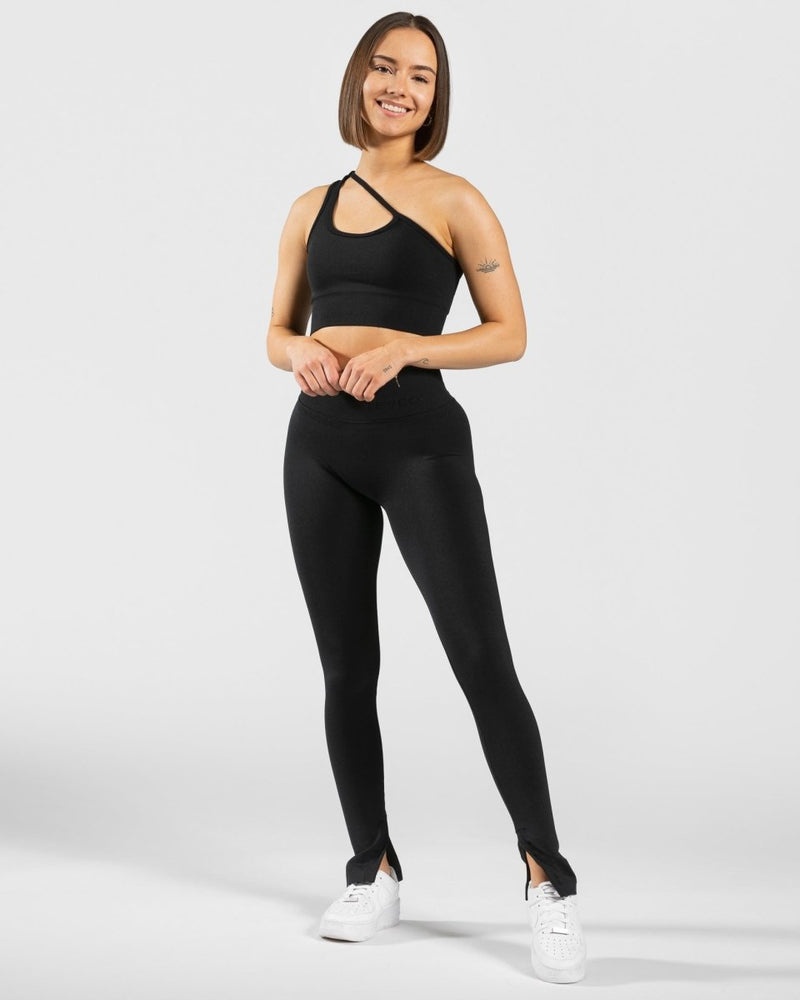 Black Women Teveo Sassy Slit Leggings | UAA-1326