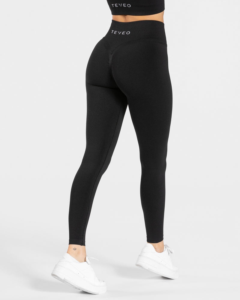 Black Women Teveo Statement Scrunch Leggings | AMF-1152