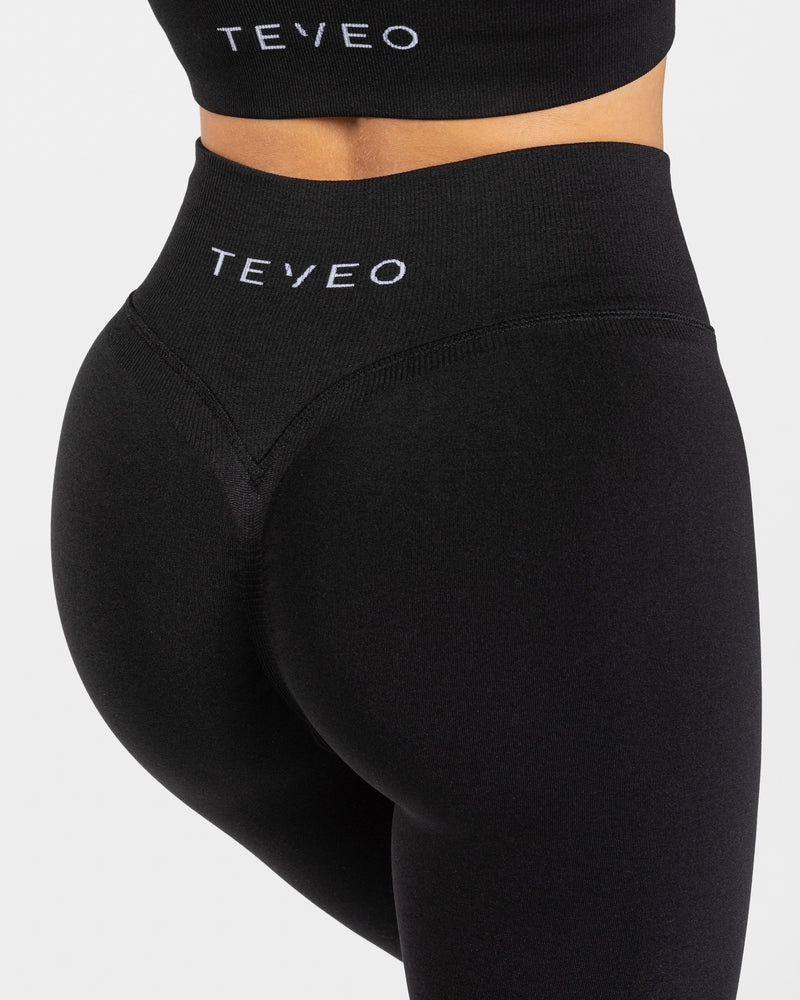 Black Women Teveo Statement Scrunch Leggings | AMF-1152