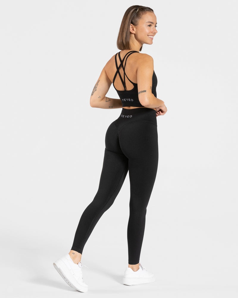 Black Women Teveo Statement Scrunch Leggings | AMF-1152