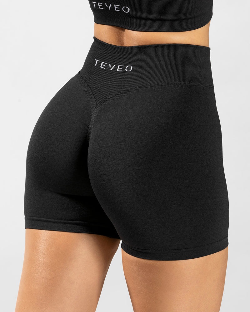 Black Women Teveo Statement Scrunch Shorts | DWK-3600