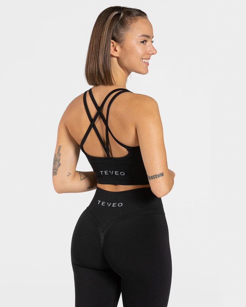 Black Women Teveo Statement Sports Bra | NZS-1048